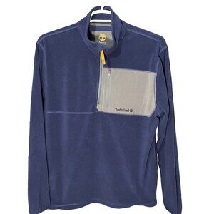 Timberland Sweater Mens XL Long Sleeve 1/2 Zip Pullover Fleece Mock Neck Blue